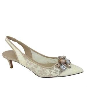 NEW PELLE MODA women's adenn kitten heel sling-back pump in beige